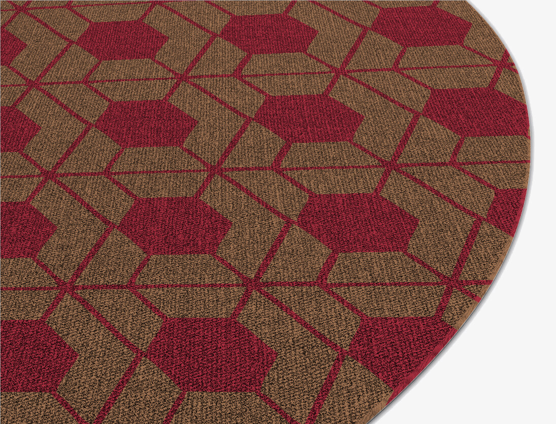 Carmine Geometric Oval Flatweave New Zealand Wool Custom Rug by Rug Artisan
