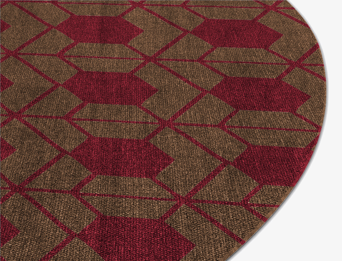 Carmine Geometric Round Flatweave Bamboo Silk Custom Rug by Rug Artisan