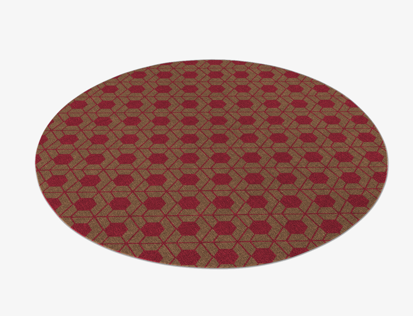 Carmine Geometric Round Flatweave New Zealand Wool Custom Rug by Rug Artisan