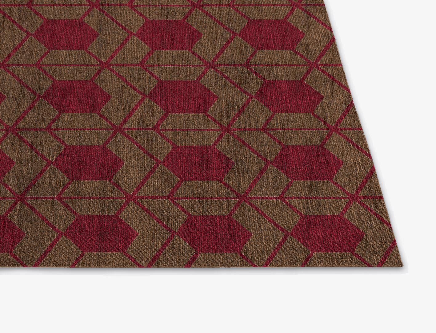 Carmine Geometric Square Flatweave Bamboo Silk Custom Rug by Rug Artisan