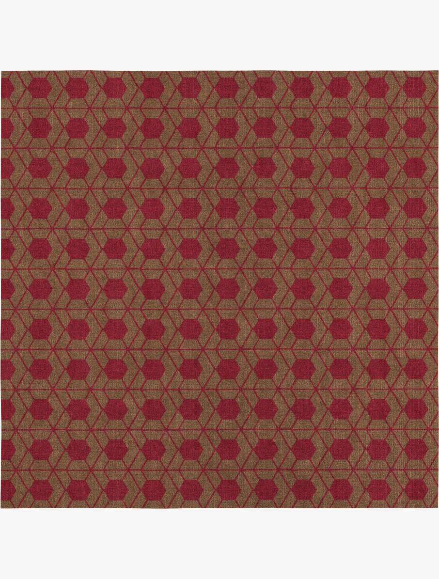 Carmine Geometric Square Flatweave New Zealand Wool Custom Rug by Rug Artisan