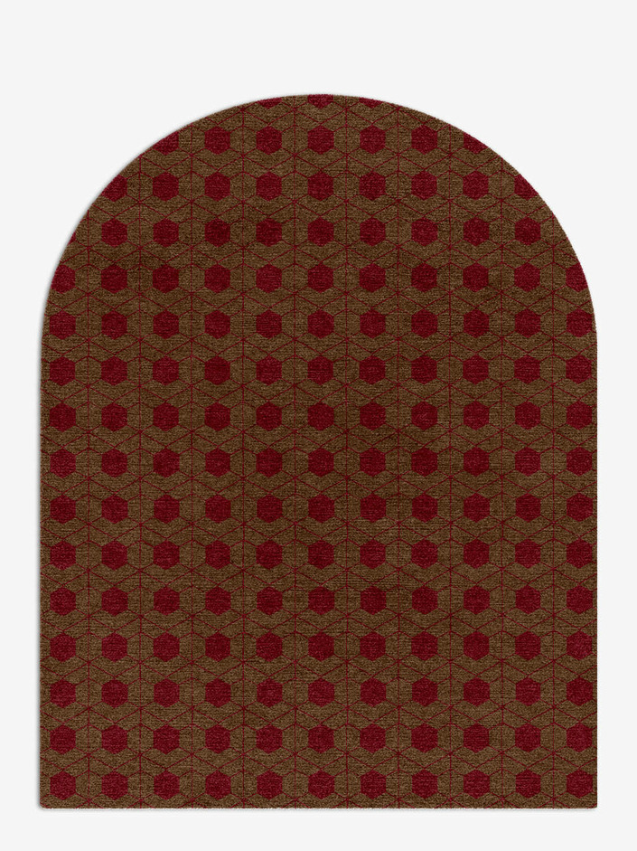 Carmine Geometric Arch Hand Knotted Tibetan Wool Custom Rug by Rug Artisan