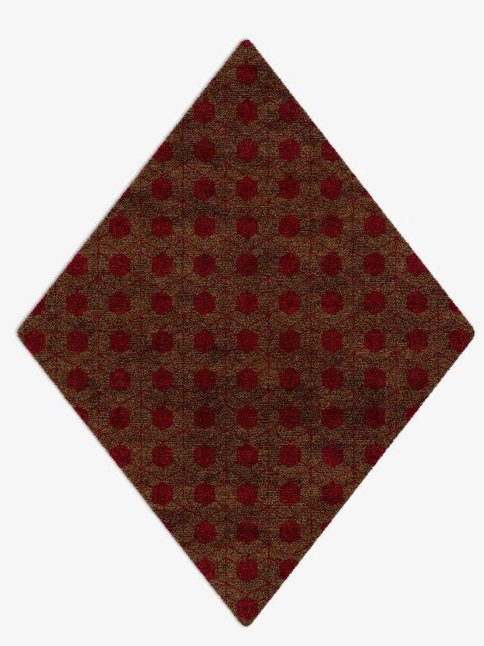 Carmine Geometric Diamond Hand Knotted Bamboo Silk Custom Rug by Rug Artisan