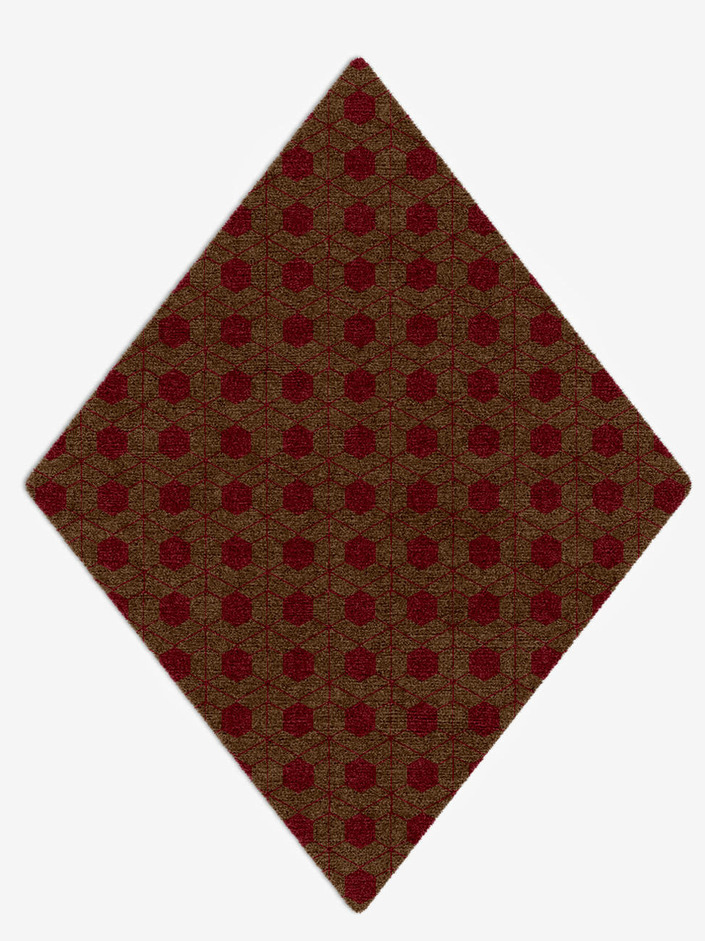 Carmine Geometric Diamond Hand Knotted Tibetan Wool Custom Rug by Rug Artisan