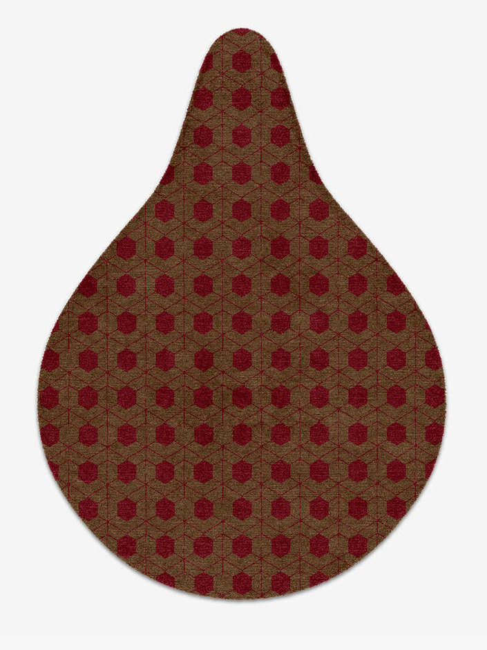 Carmine Geometric Drop Hand Knotted Tibetan Wool Custom Rug by Rug Artisan