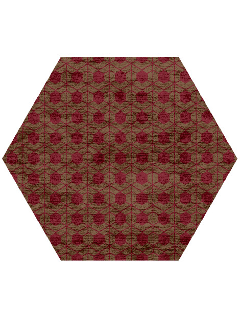 Carmine Geometric Hexagon Hand Knotted Bamboo Silk Custom Rug by Rug Artisan