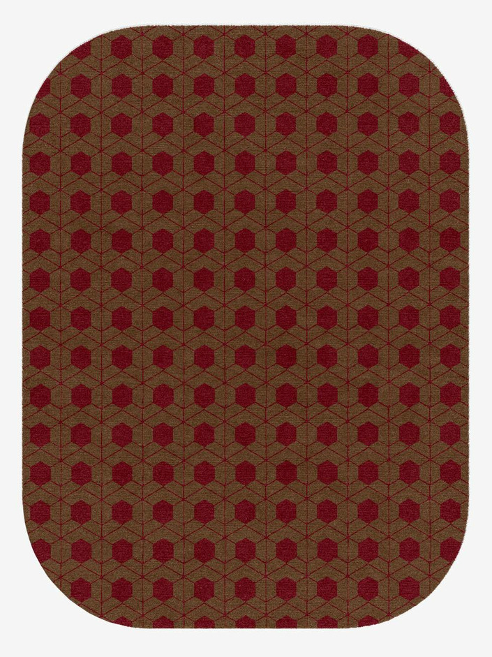 Carmine Geometric Oblong Hand Knotted Tibetan Wool Custom Rug by Rug Artisan