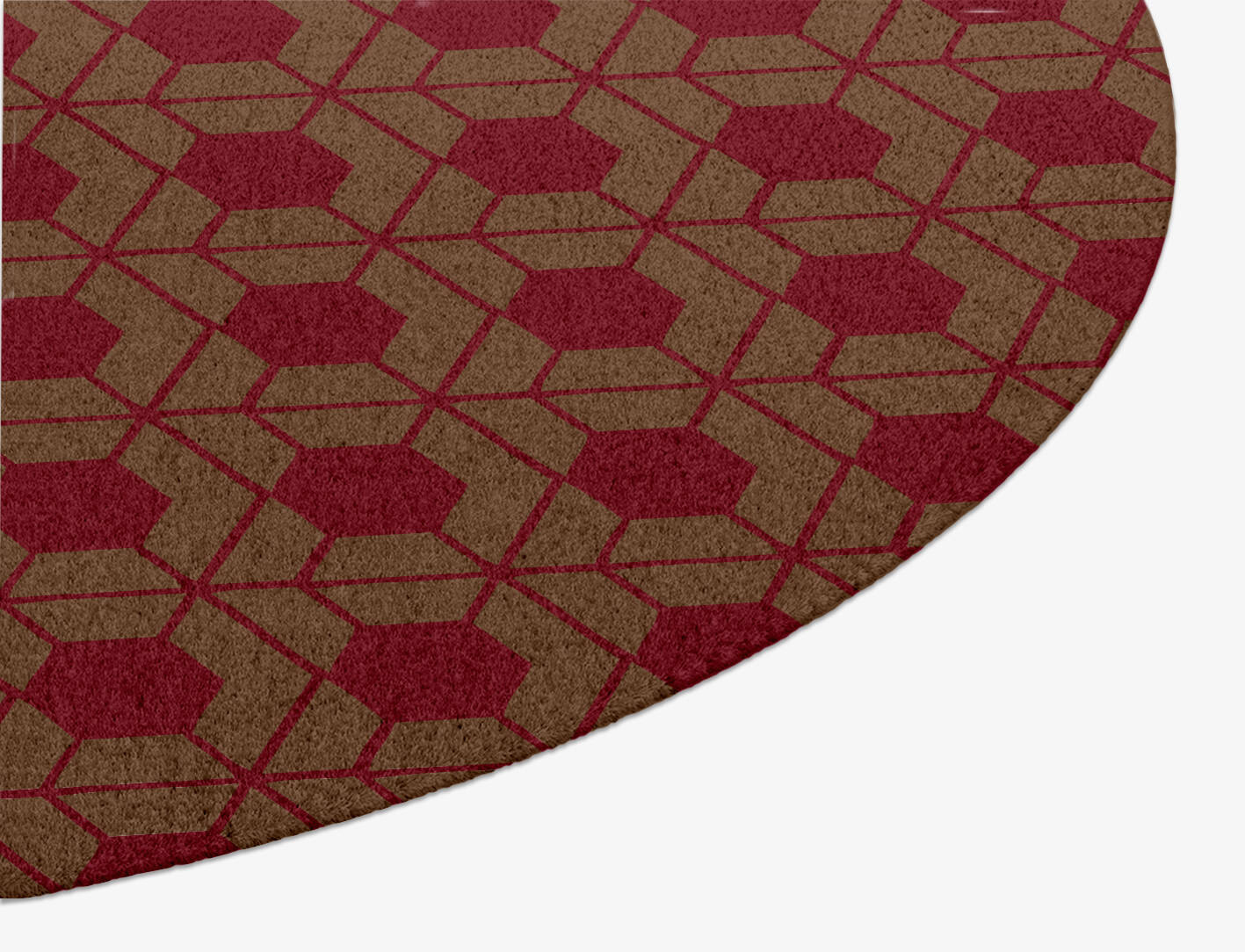Carmine Geometric Oval Hand Knotted Tibetan Wool Custom Rug by Rug Artisan