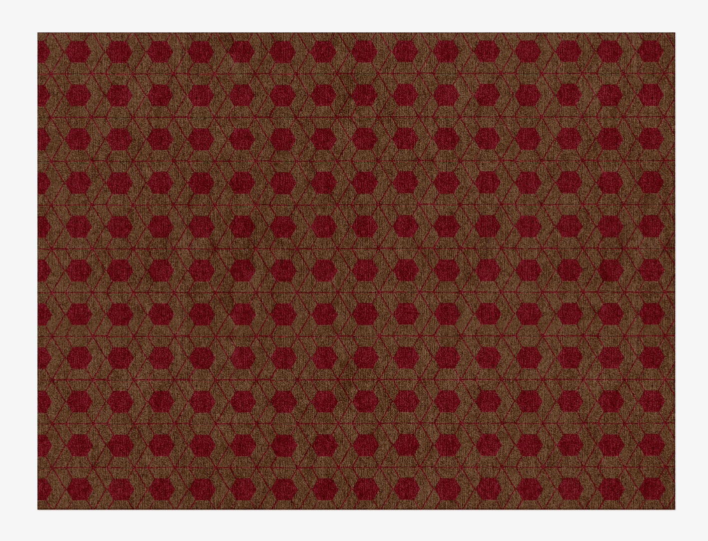 Carmine Geometric Rectangle Hand Knotted Tibetan Wool Custom Rug by Rug Artisan