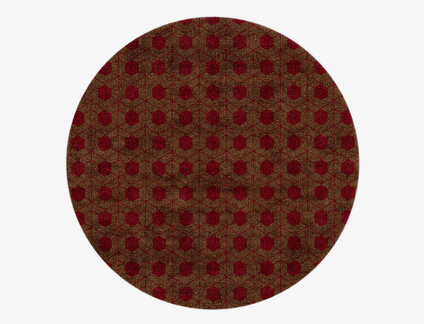 Carmine Geometric Round Hand Knotted Bamboo Silk Custom Rug by Rug Artisan