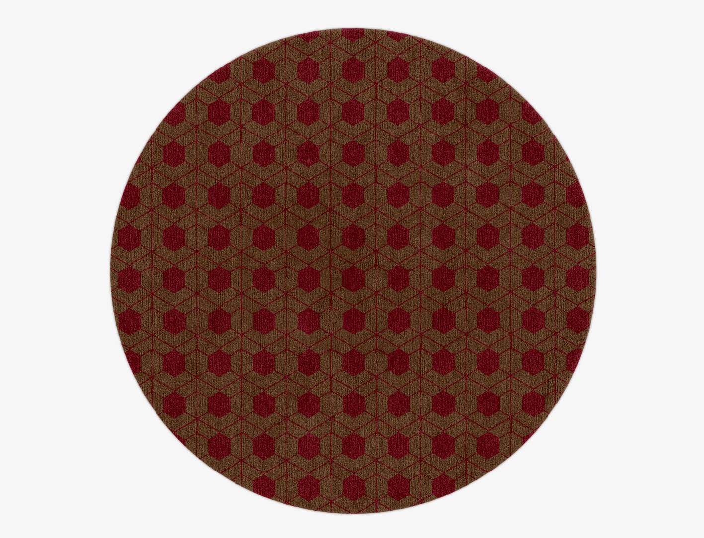 Carmine Geometric Round Hand Knotted Tibetan Wool Custom Rug by Rug Artisan