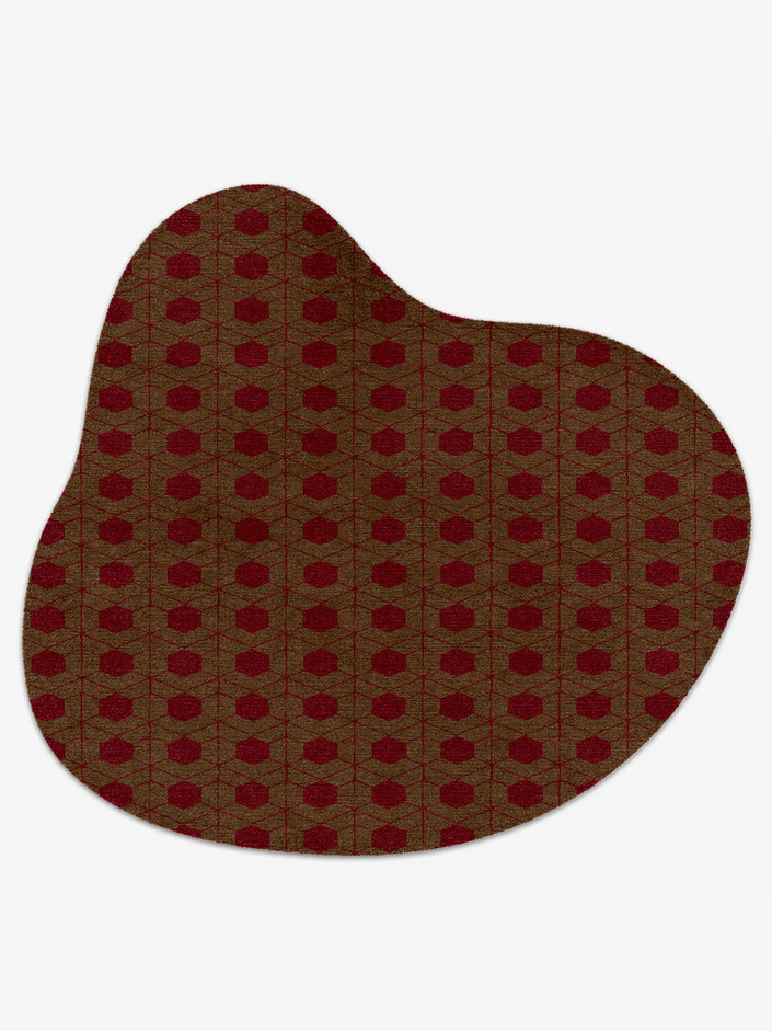 Carmine Geometric Splash Hand Knotted Tibetan Wool Custom Rug by Rug Artisan