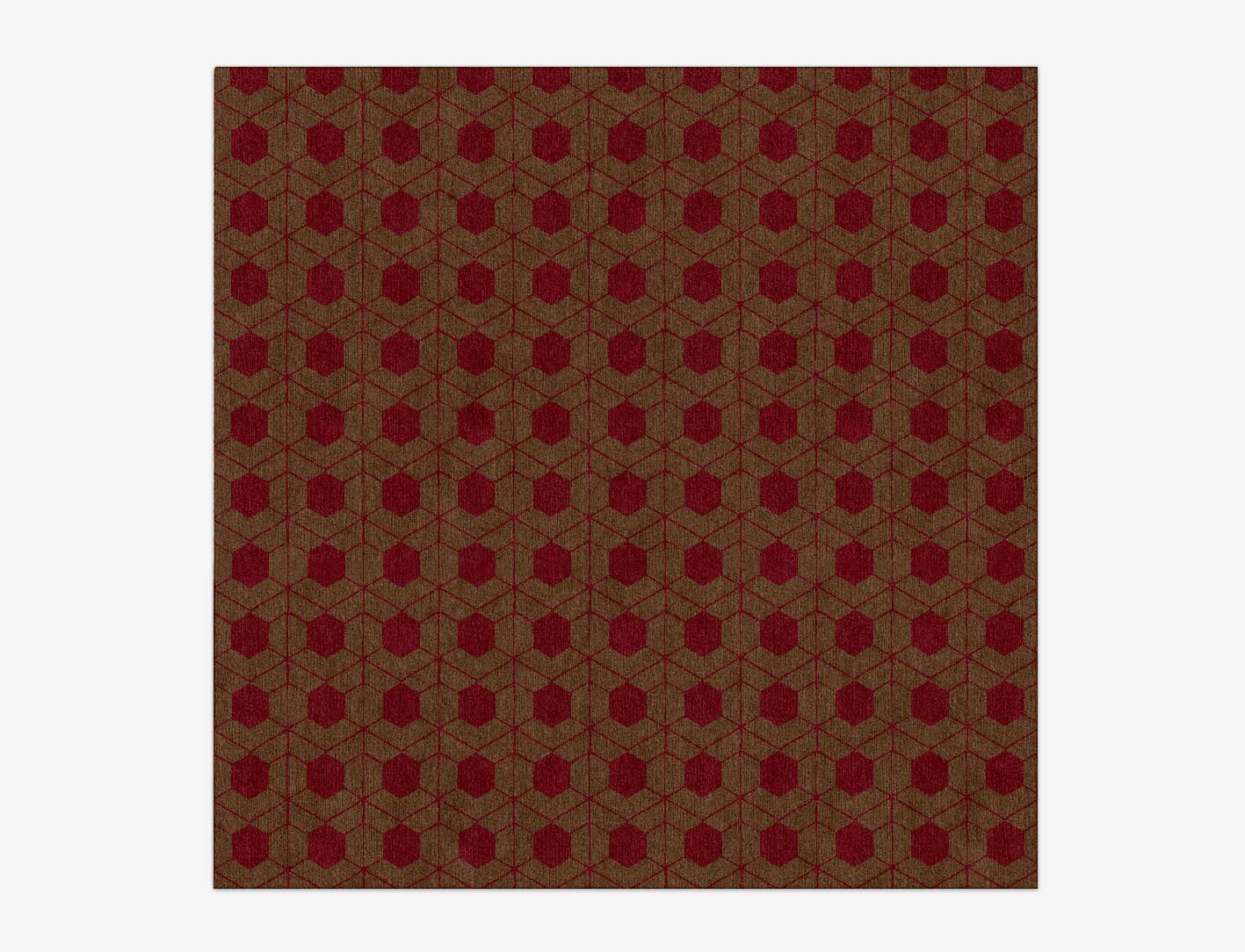 Carmine Geometric Square Hand Knotted Tibetan Wool Custom Rug by Rug Artisan
