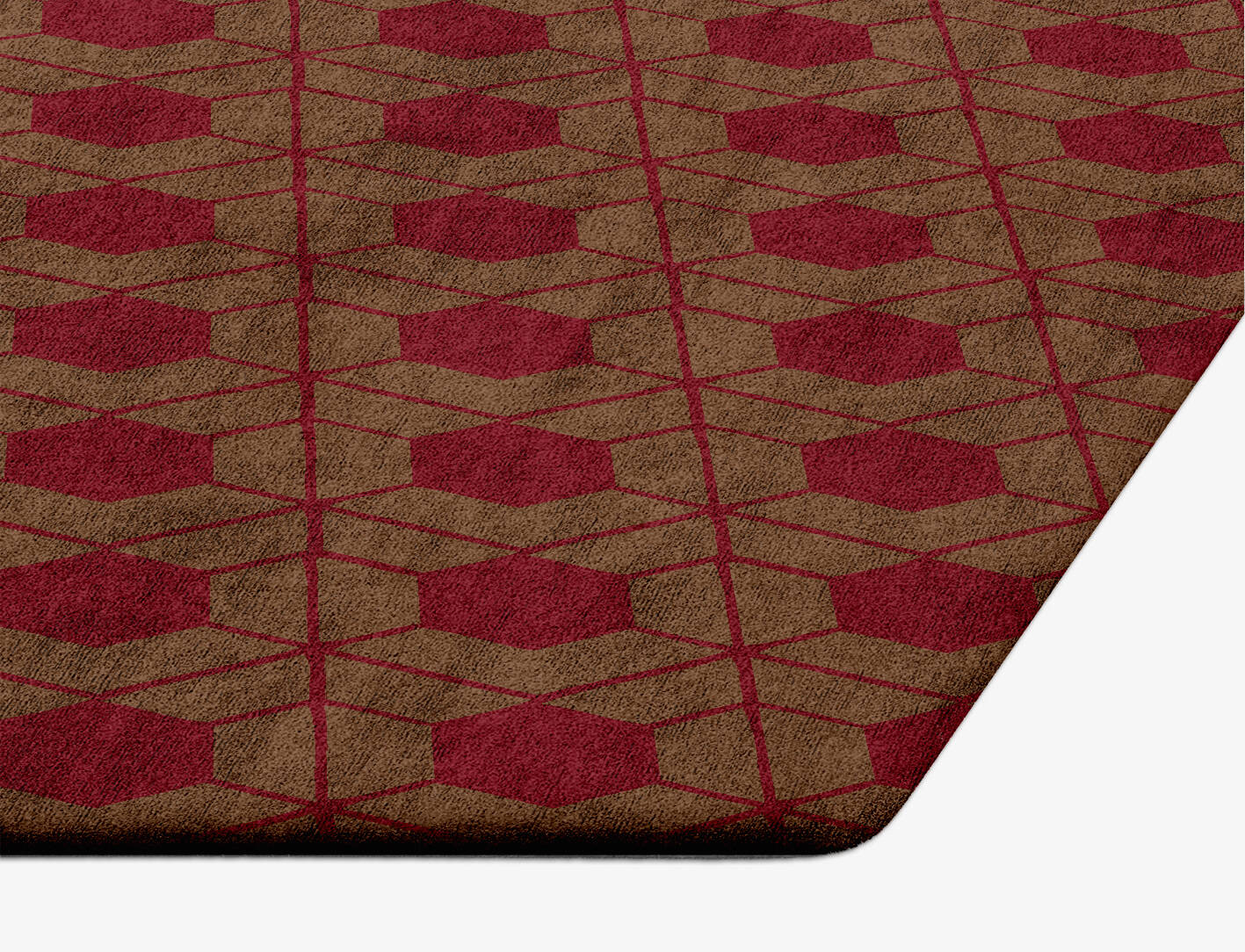 Carmine Geometric Hexagon Hand Tufted Bamboo Silk Custom Rug by Rug Artisan