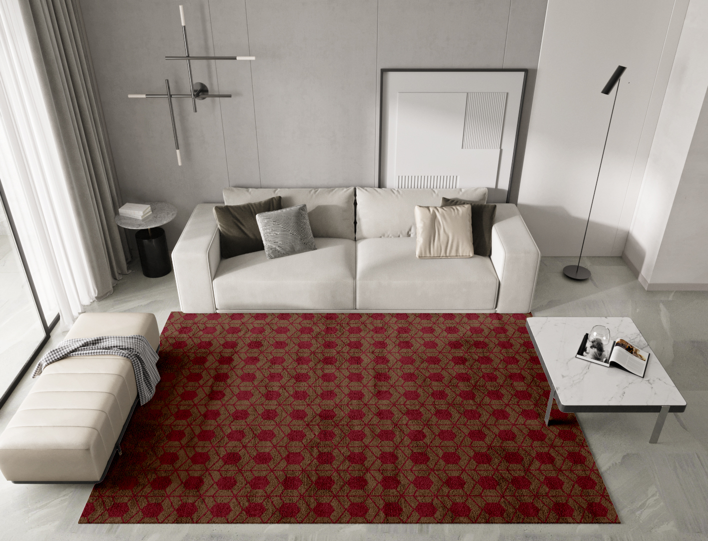 Carmine Geometric Rectangle Hand Tufted Bamboo Silk Custom Rug by Rug Artisan