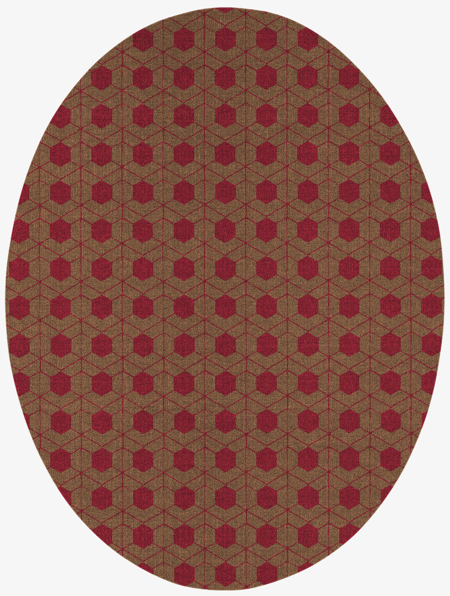 Carmine Geometric Oval Outdoor Recycled Yarn Custom Rug by Rug Artisan