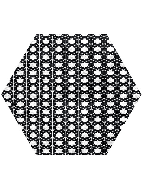 Carmine White Monochrome Hexagon Hand Knotted Bamboo Silk Custom Rug by Rug Artisan