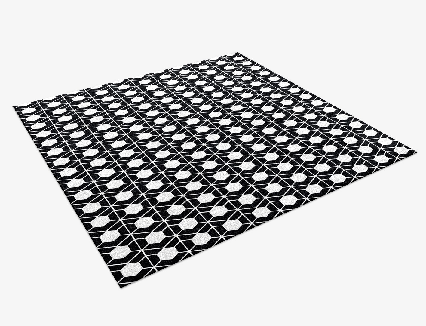 Carmine White Monochrome Square Hand Knotted Tibetan Wool Custom Rug by Rug Artisan
