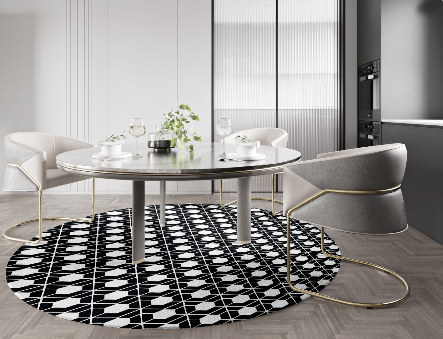 Carmine White Monochrome Round Hand Tufted Pure Wool Custom Rug by Rug Artisan