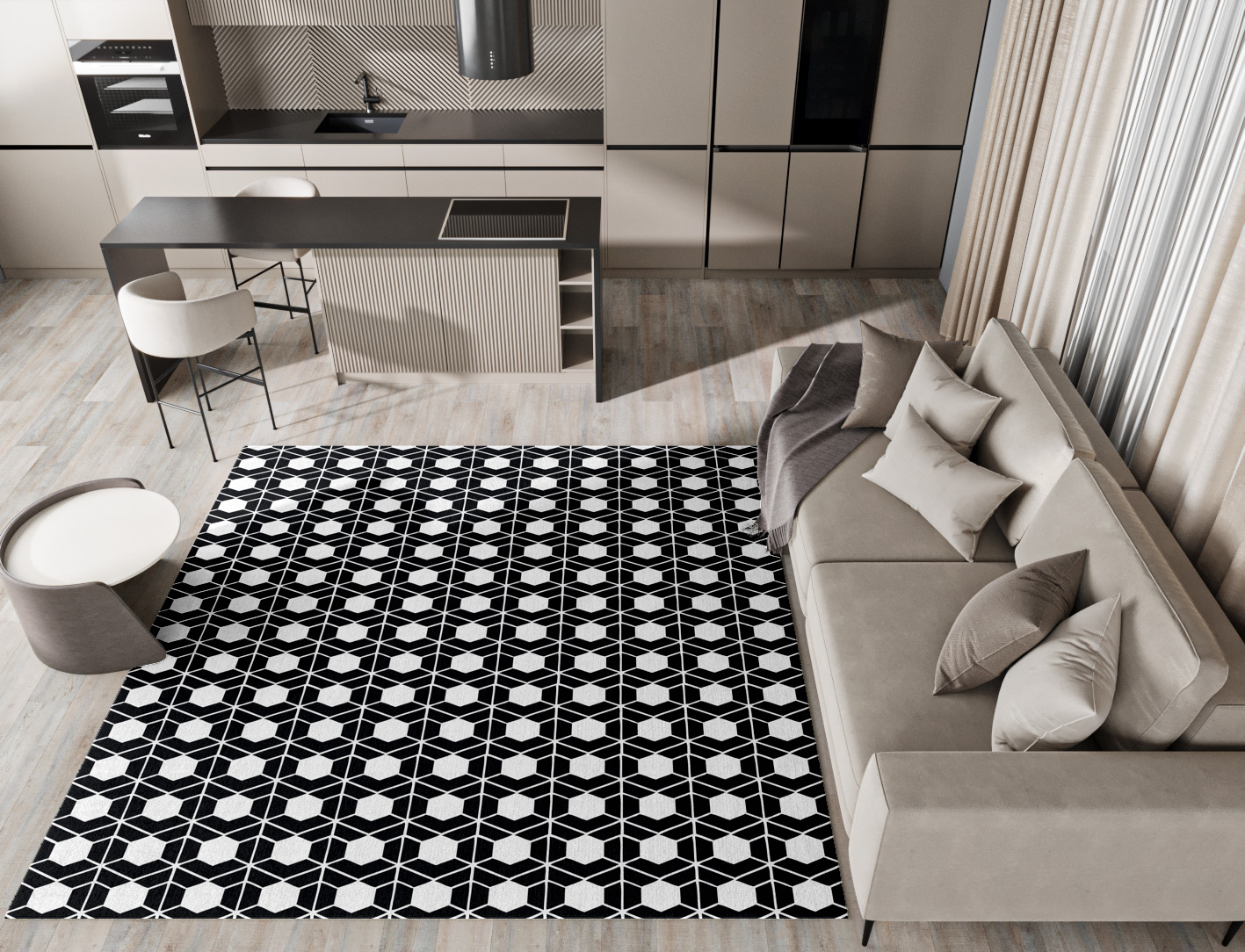 Carmine White Monochrome Square Hand Tufted Pure Wool Custom Rug by Rug Artisan