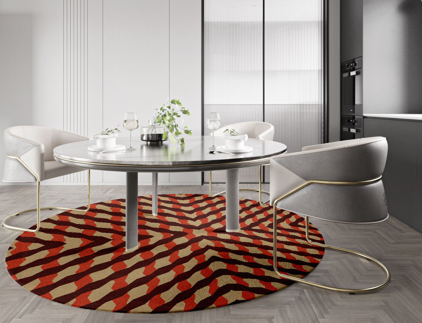 Carrom Geometric Round Hand Tufted Pure Wool Custom Rug by Rug Artisan