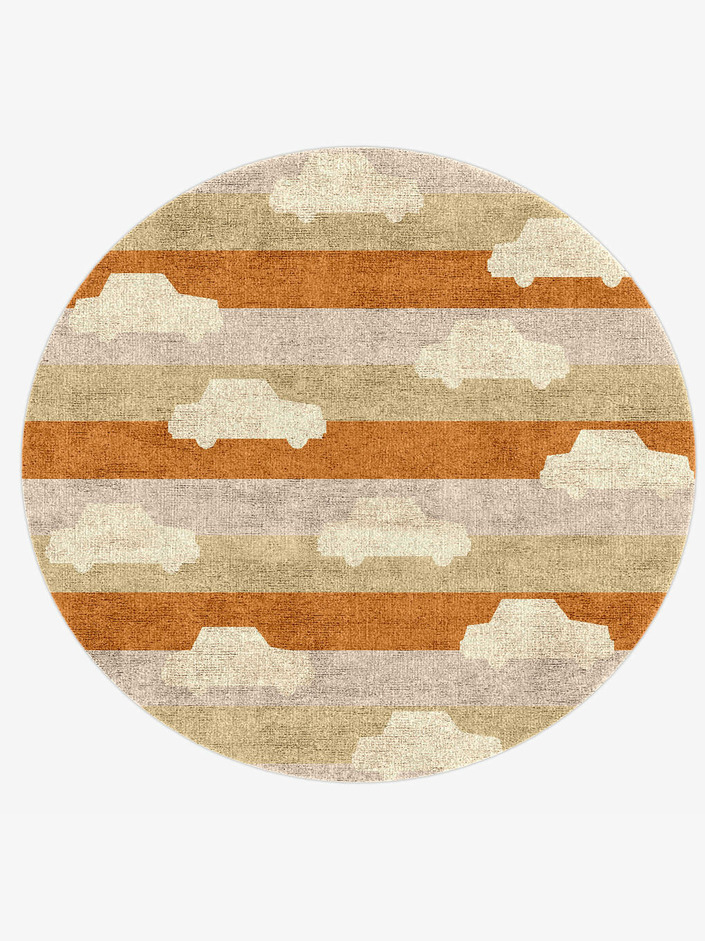 Cars Kids Round Hand Knotted Bamboo Silk Custom Rug by Rug Artisan