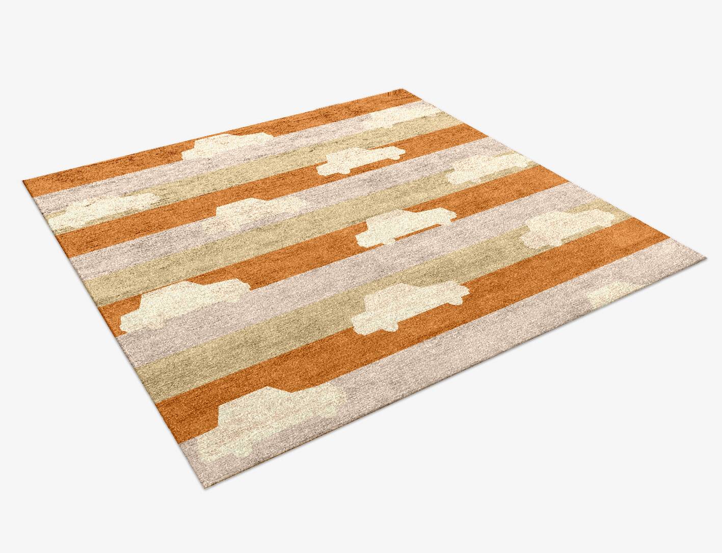 Cars Kids Square Hand Knotted Bamboo Silk Custom Rug by Rug Artisan