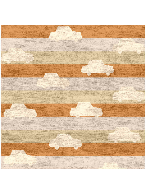 Cars Kids Square Hand Knotted Bamboo Silk Custom Rug by Rug Artisan