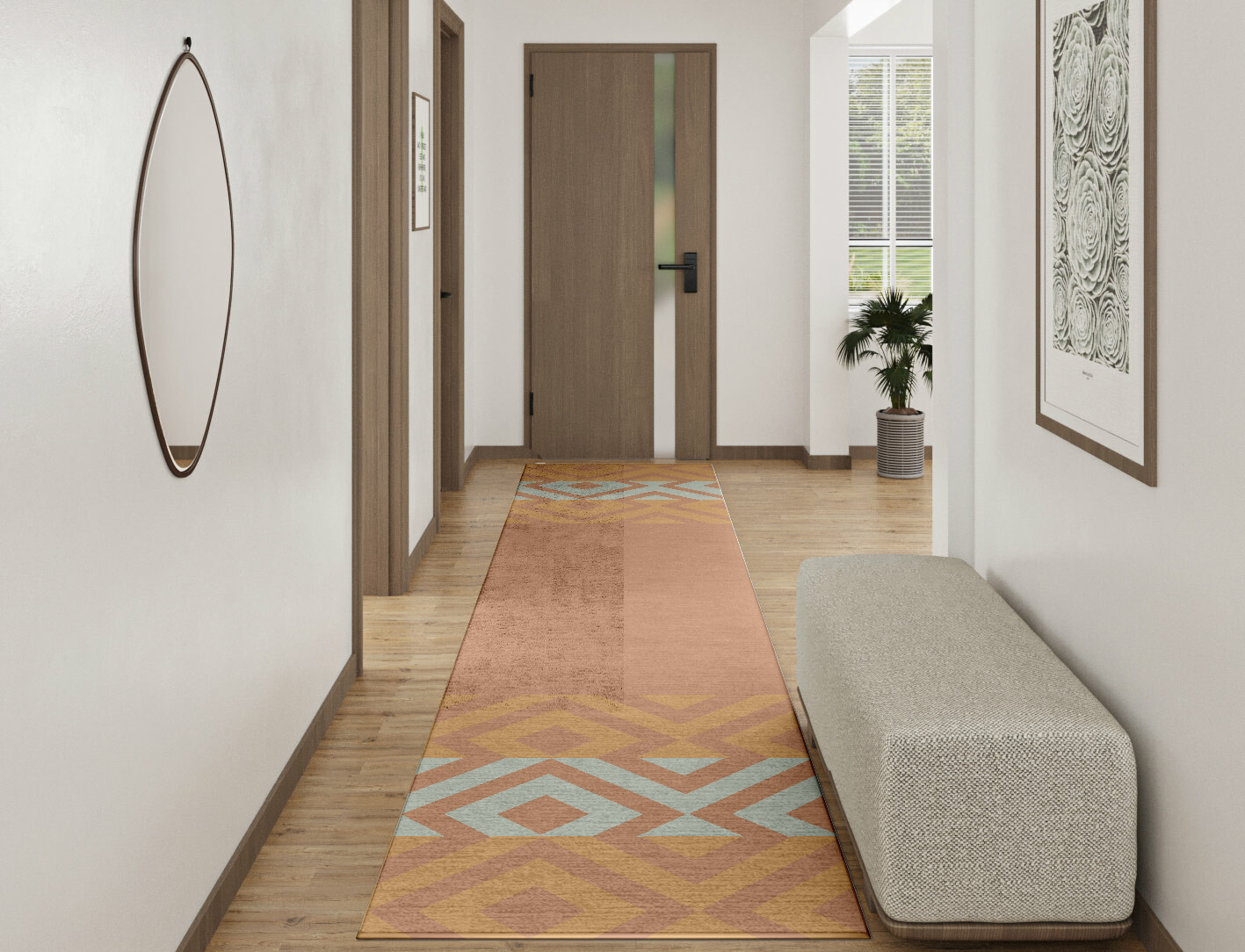 Cast Geometric Runner Hand Knotted Bamboo Silk Custom Rug by Rug Artisan