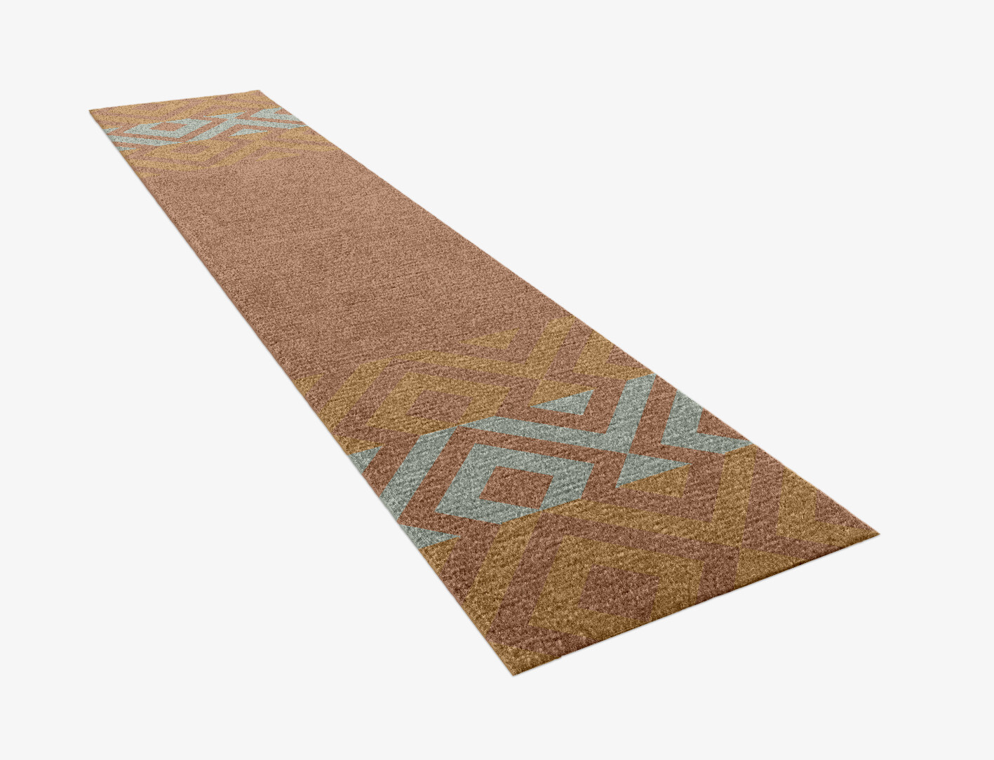 Cast Geometric Runner Hand Knotted Tibetan Wool Custom Rug by Rug Artisan