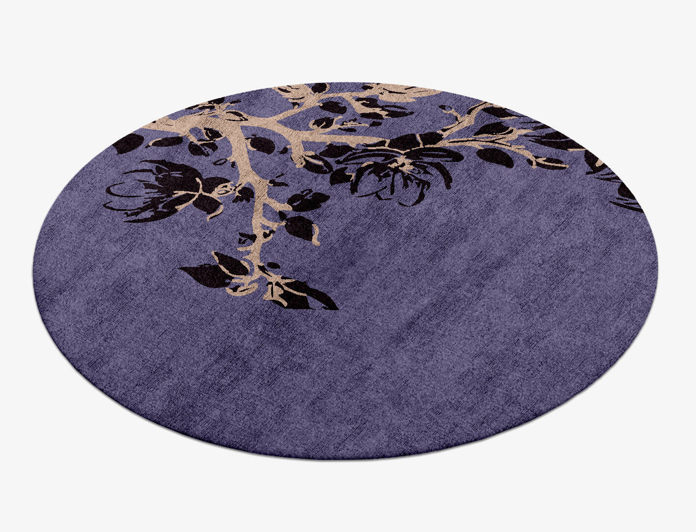 Catkin Floral Round Hand Knotted Bamboo Silk Custom Rug by Rug Artisan