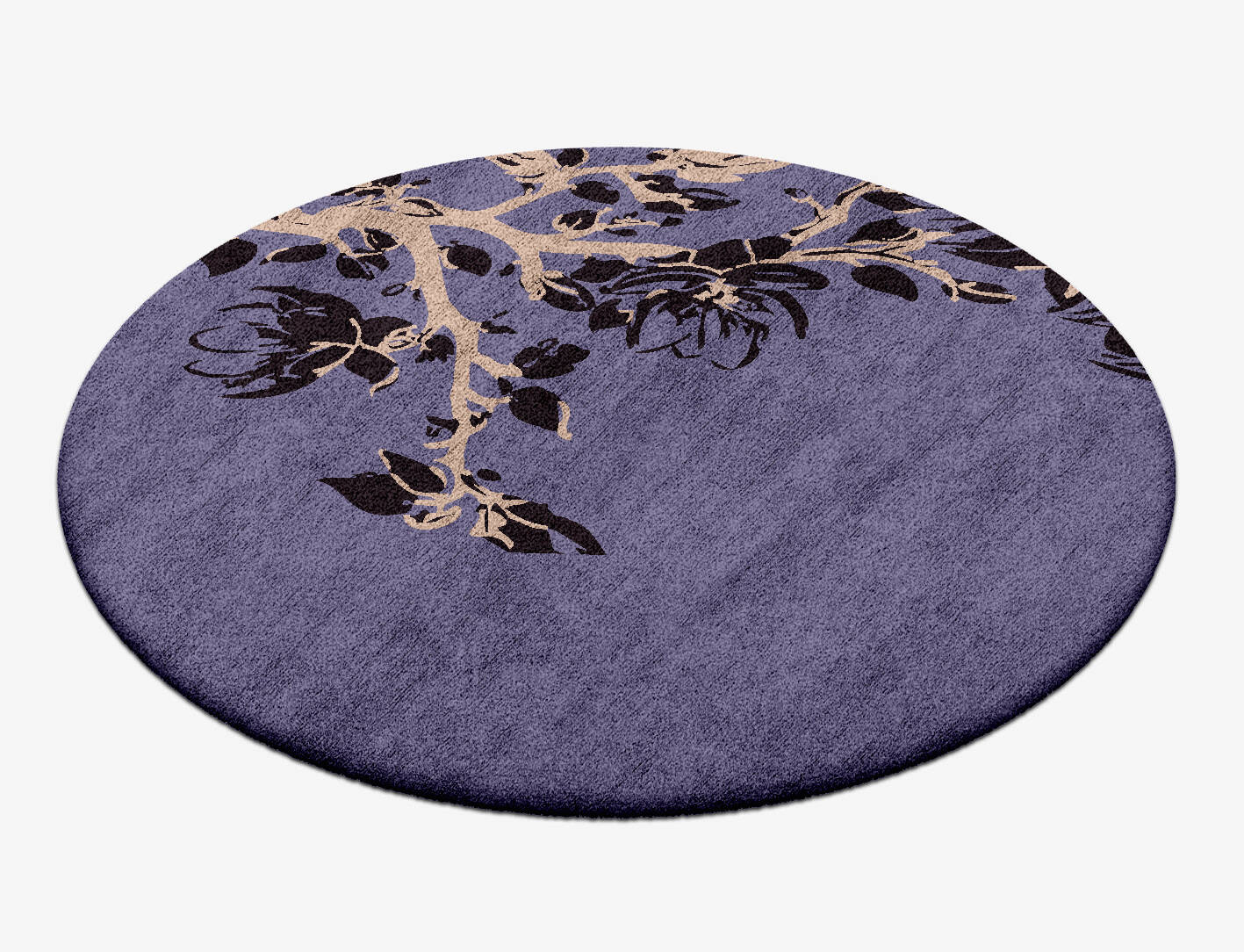 Catkin Floral Round Hand Tufted Bamboo Silk Custom Rug by Rug Artisan
