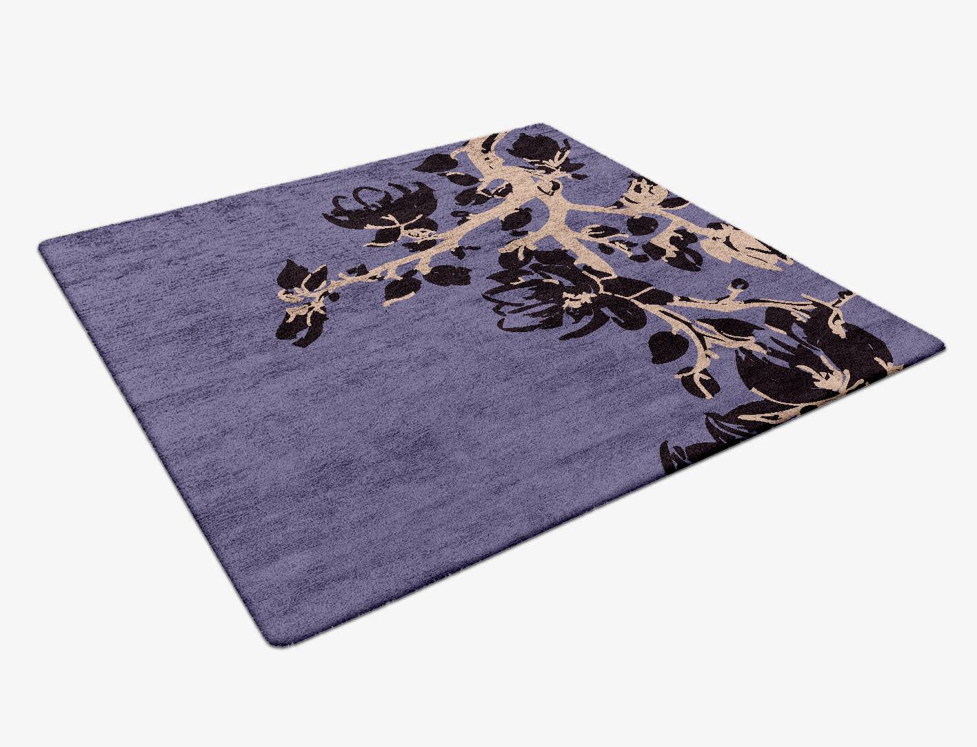 Catkin Floral Square Hand Tufted Bamboo Silk Custom Rug by Rug Artisan