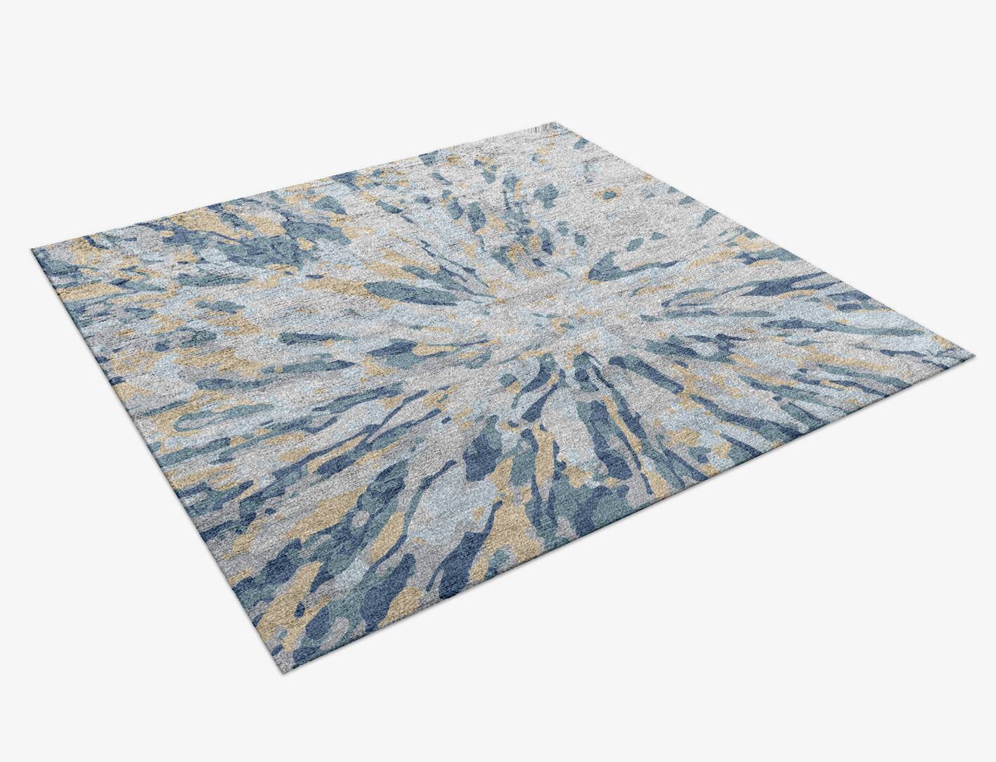Centrum Cerulean Square Hand Knotted Bamboo Silk Custom Rug by Rug Artisan