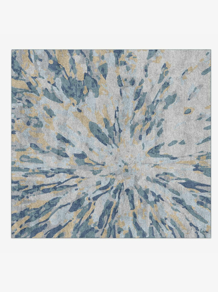 Centrum Cerulean Square Hand Knotted Bamboo Silk Custom Rug by Rug Artisan