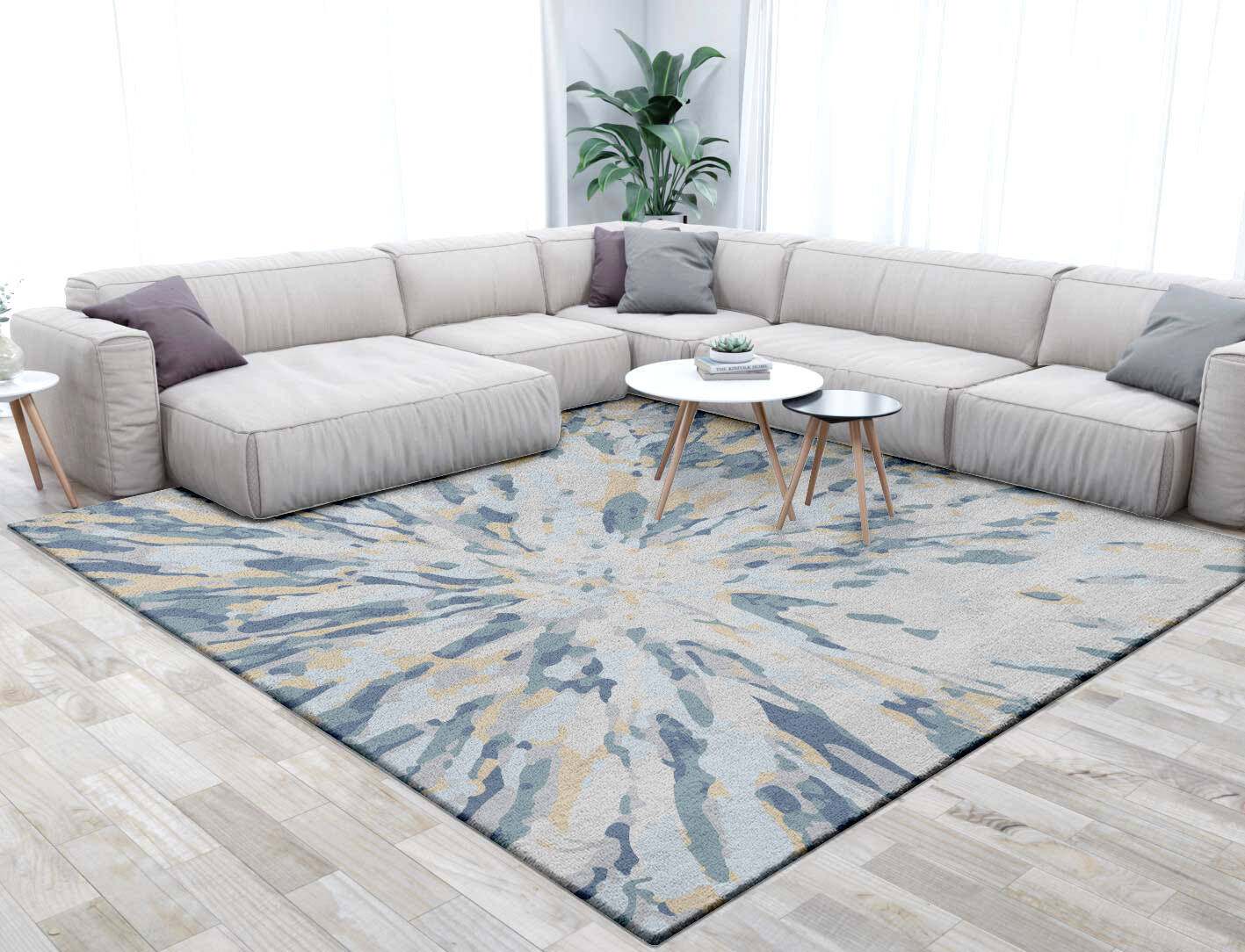 Centrum Cerulean Square Hand Tufted Pure Wool Custom Rug by Rug Artisan