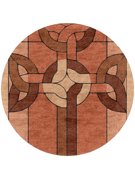 Chain Links Modern Geometrics Round Hand Tufted Bamboo Silk Custom Rug by Rug Artisan
