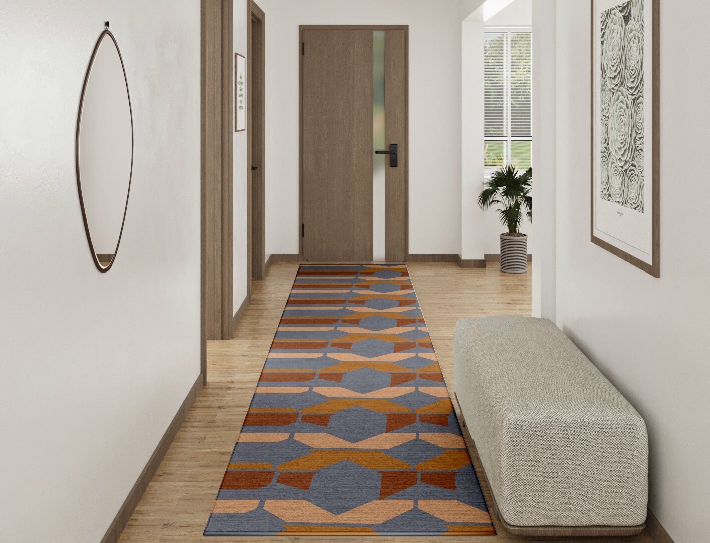 Chains Geometric Runner Hand Tufted Pure Wool Custom Rug by Rug Artisan