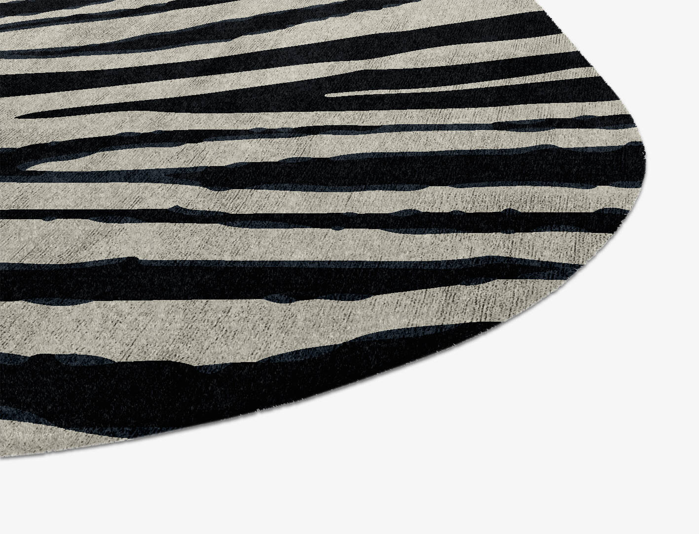 Chalk Stripes Monochrome Oblong Hand Knotted Bamboo Silk Custom Rug by Rug Artisan