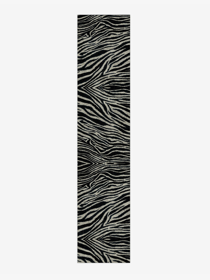 Chalk Stripes Monochrome Runner Hand Knotted Bamboo Silk Custom Rug by Rug Artisan