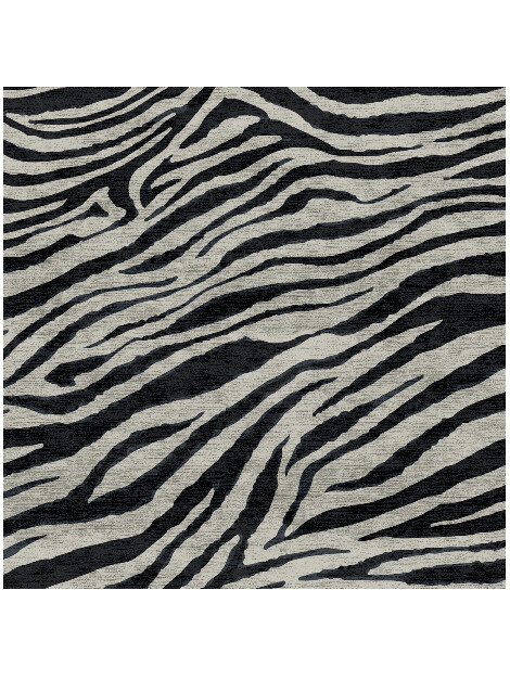 Chalk Stripes Monochrome Square Hand Knotted Bamboo Silk Custom Rug by Rug Artisan