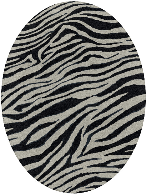 Chalk Stripes Monochrome Oval Hand Tufted Pure Wool Custom Rug by Rug Artisan