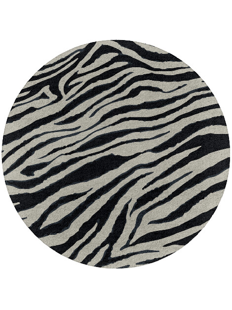 Chalk Stripes Monochrome Round Hand Tufted Pure Wool Custom Rug by Rug Artisan