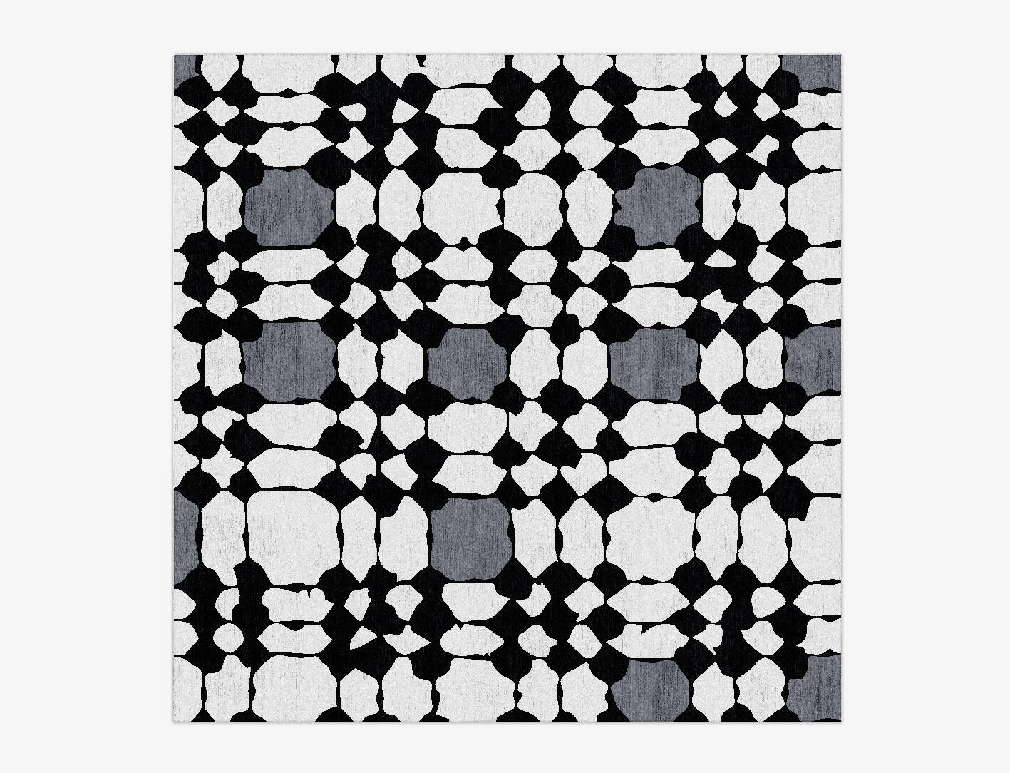 Chalky Matrix Monochrome Square Hand Knotted Bamboo Silk Custom Rug by Rug Artisan