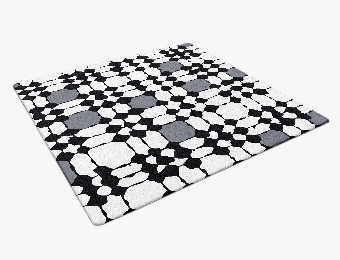 Chalky Matrix Monochrome Square Hand Tufted Pure Wool Custom Rug by Rug Artisan