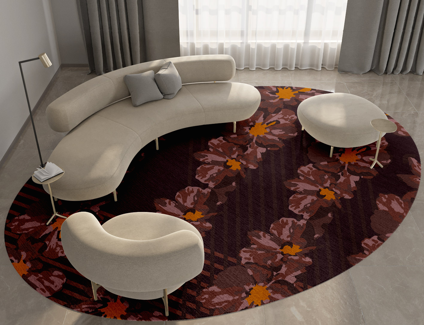 Chaplet Floral Oval Hand Knotted Tibetan Wool Custom Rug by Rug Artisan