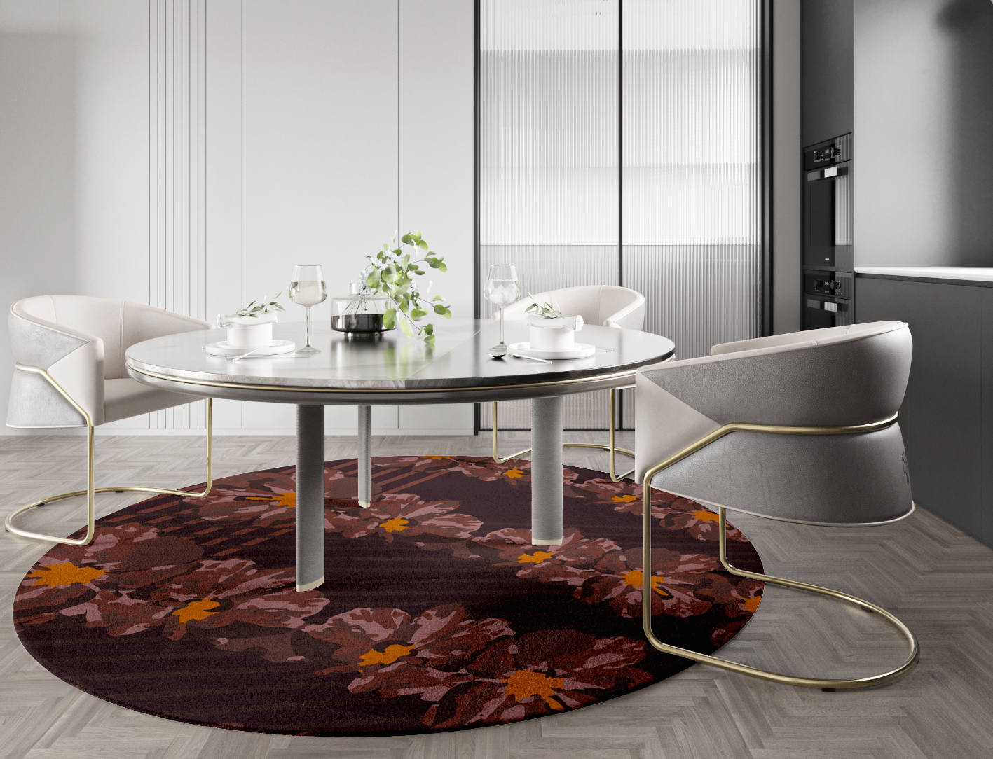 Chaplet Floral Round Hand Knotted Tibetan Wool Custom Rug by Rug Artisan