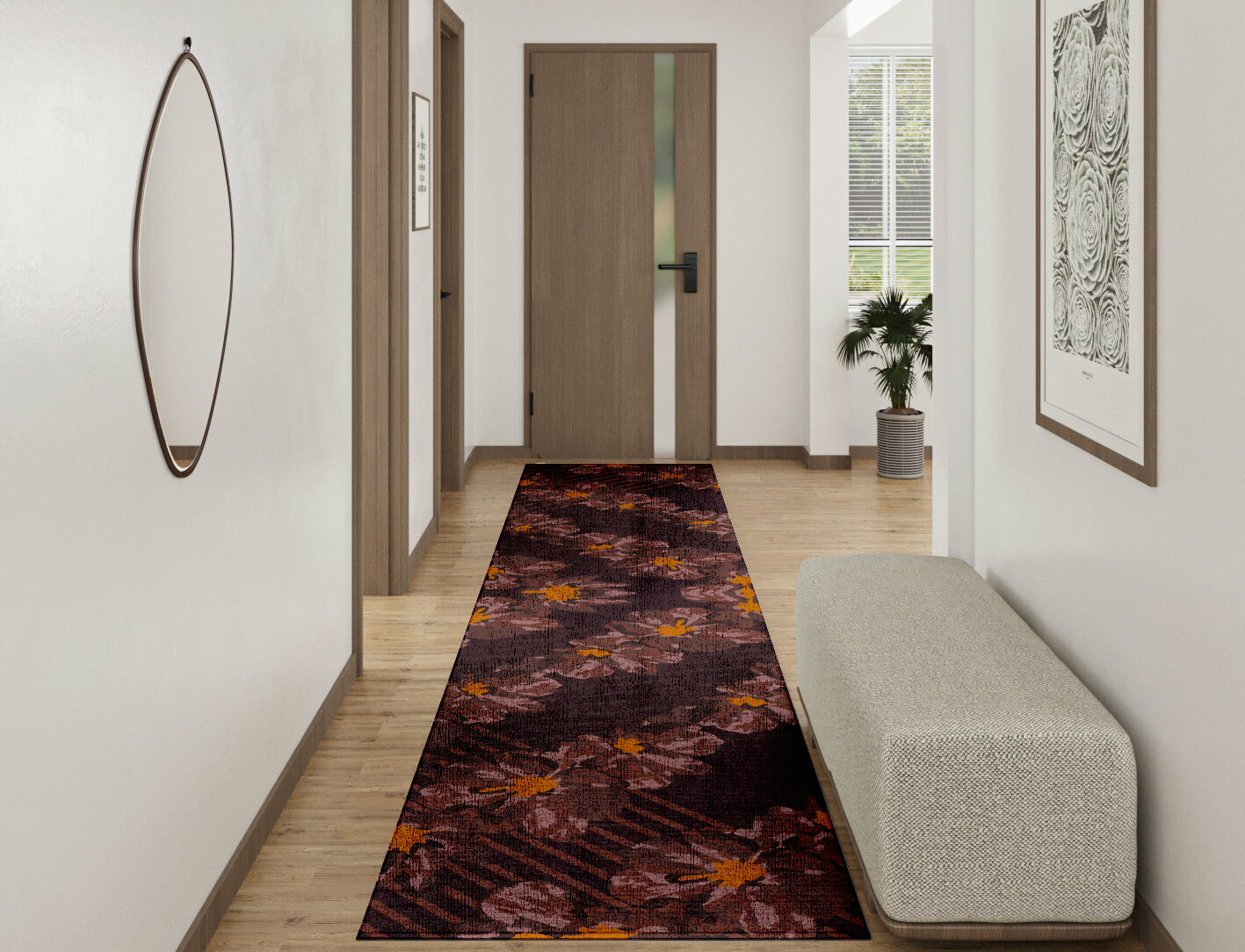 Chaplet Floral Runner Hand Knotted Bamboo Silk Custom Rug by Rug Artisan