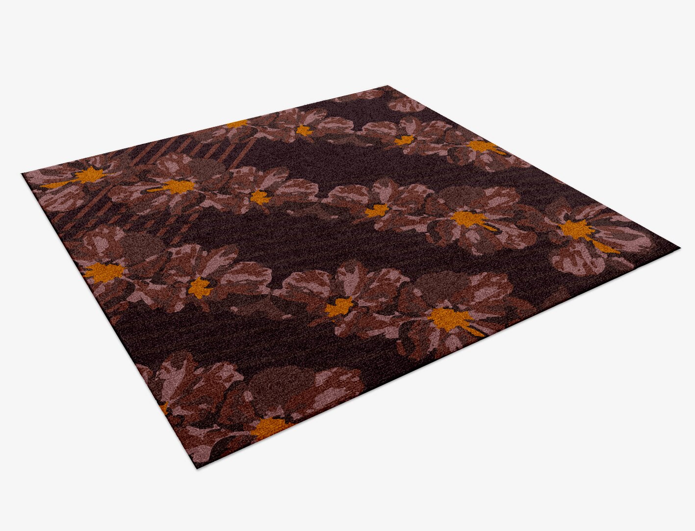 Chaplet Floral Square Hand Knotted Tibetan Wool Custom Rug by Rug Artisan