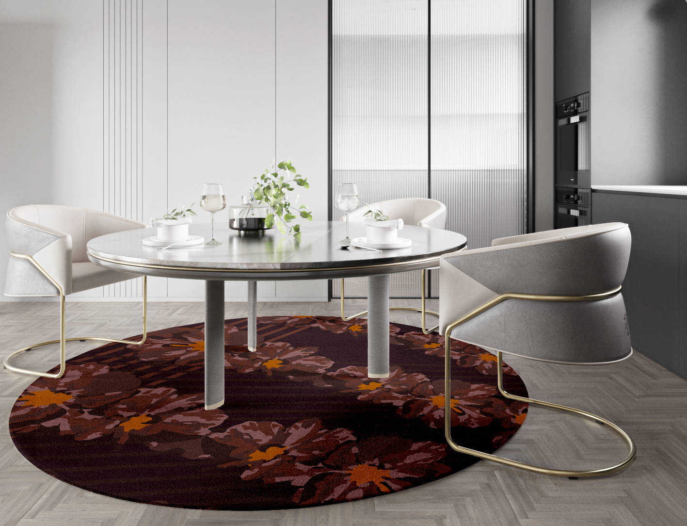 Chaplet Floral Round Hand Tufted Pure Wool Custom Rug by Rug Artisan